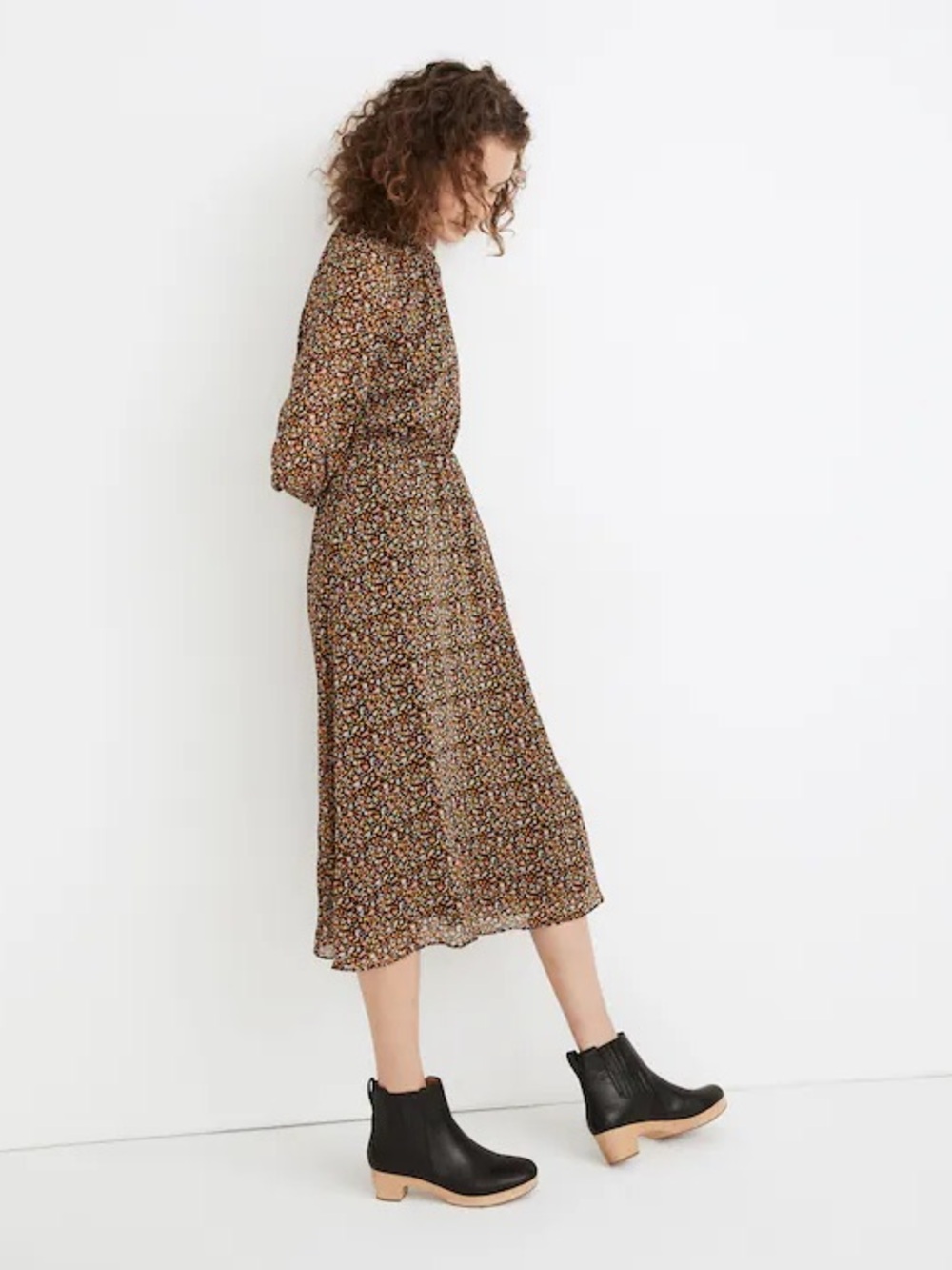 Madewell (Re)sourced Georgette Smocked-Neck Midi Dress in Folktale Paisley Large